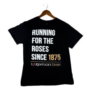 Kentucky Derby The Run for the Roses Since 1875 Black Race Horse Racing Shirt L
